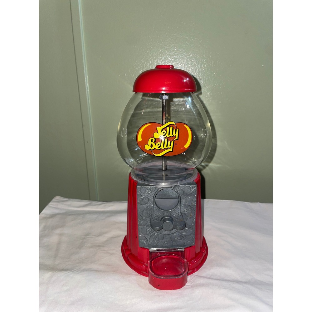 Jelly Belly Candy Dispenser Machine Red Gumball Style Bean Vending Toy Metal